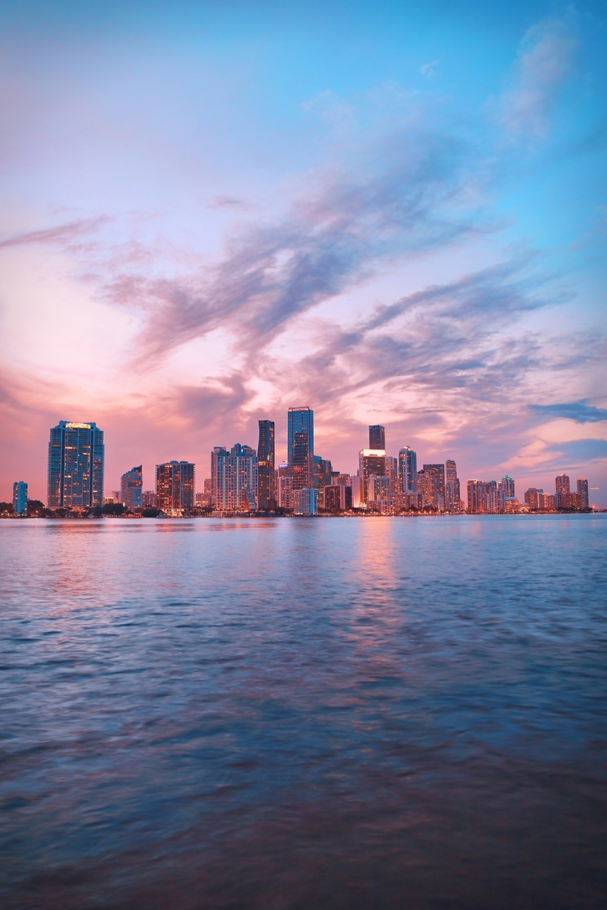 Skyline di Miami al tramonto